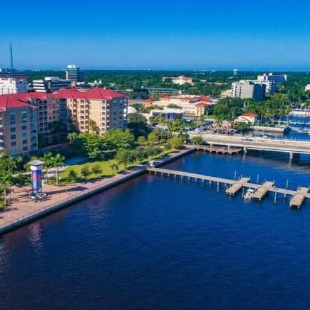 Bradenton Riverwalk waterfront on the Manatee River, tiki boat tour pickup location