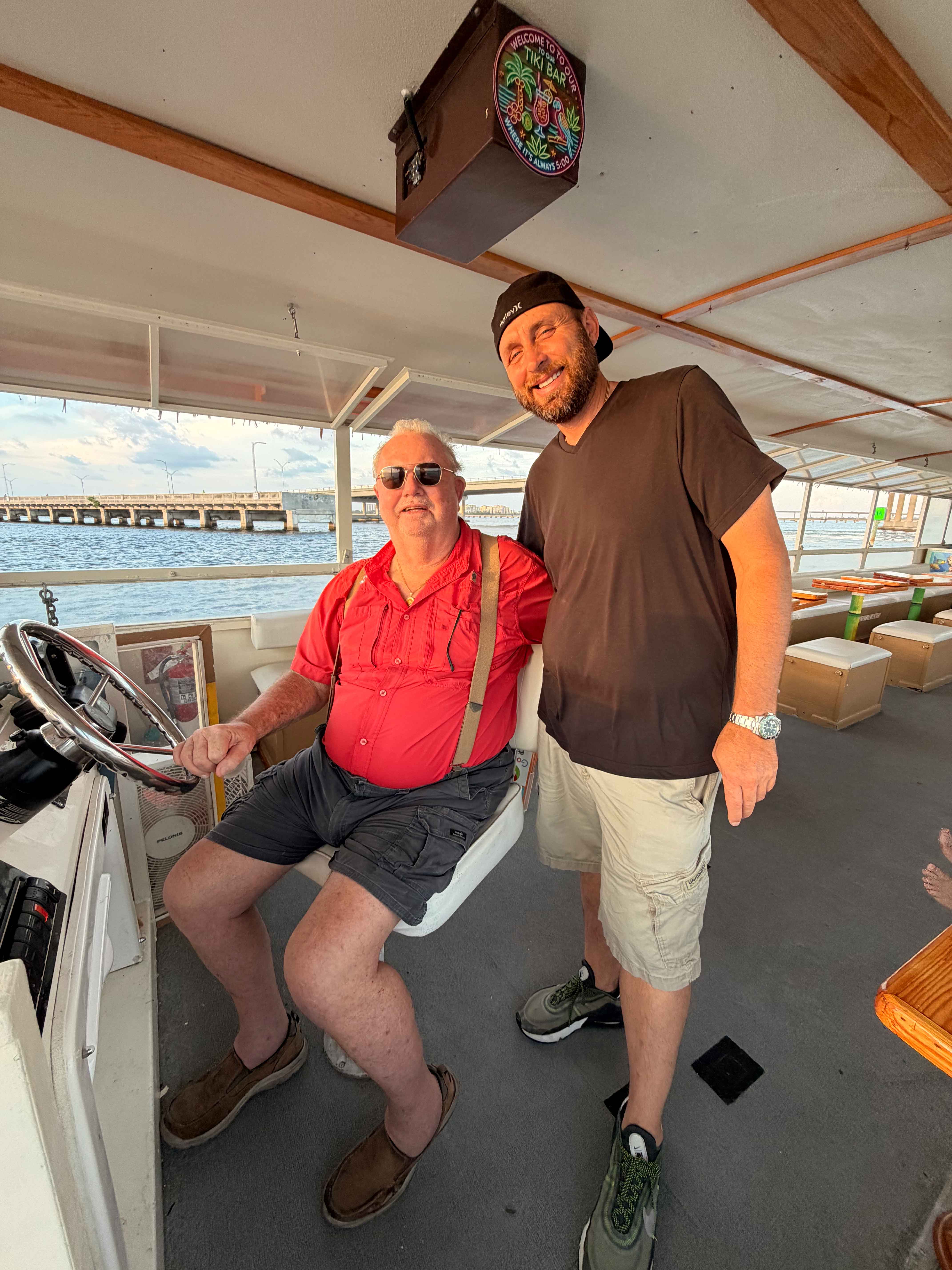 Daniel Perez and Tom Hanchett aboard the River Skipper II