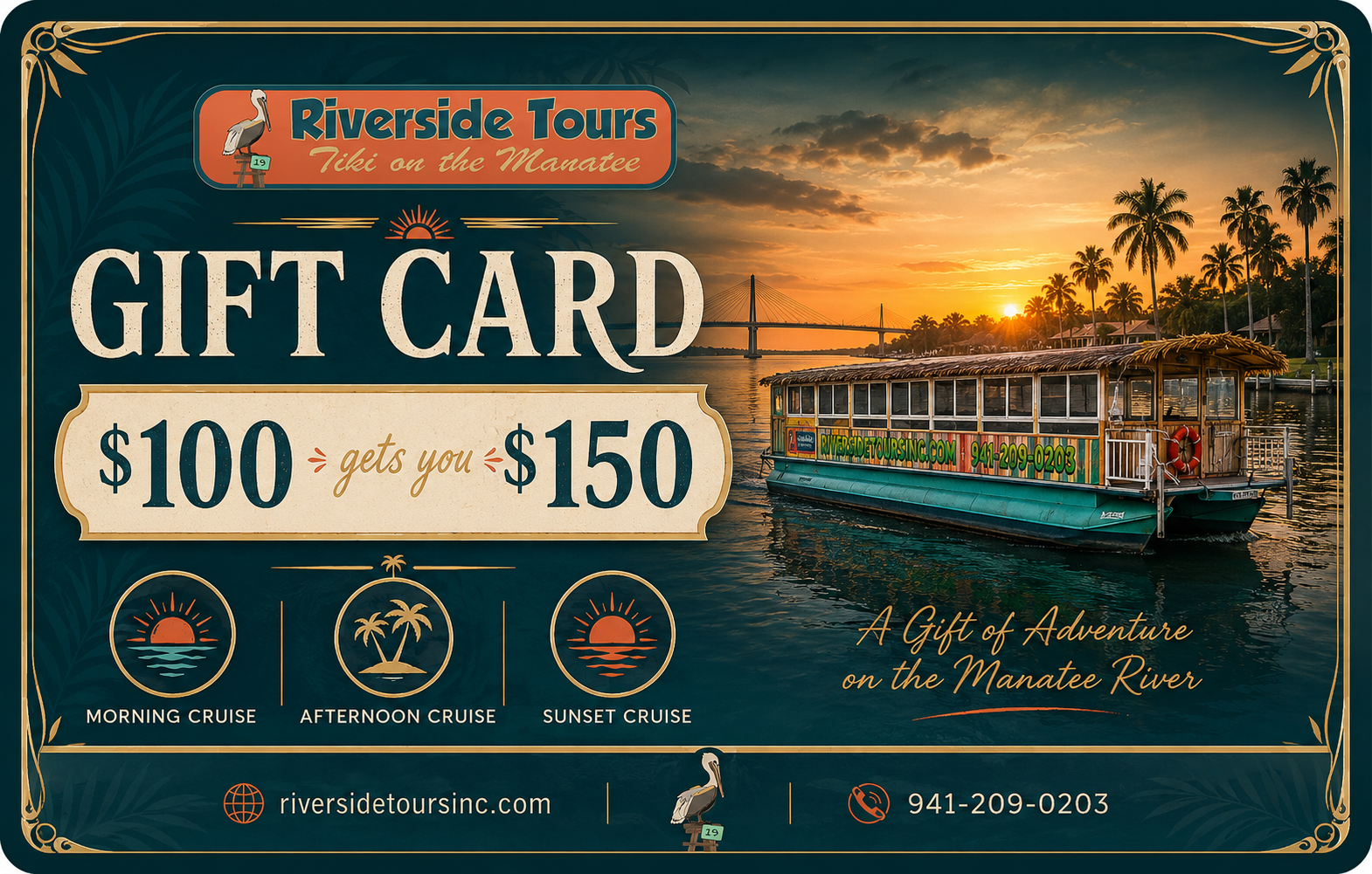Riverside Tours Gift Card — A Gift of Adventure on the Manatee River